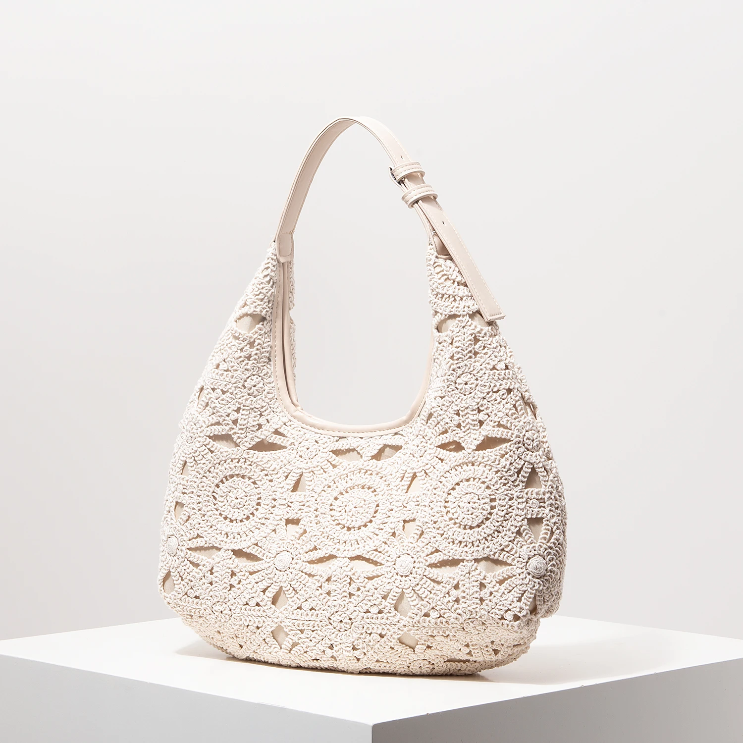 Tas Anyaman Berongga Pola, Tas Pantai Boho, Tas Bahu Gaya Premium untuk Wanita, Pakaian Liburan Wanita, Wajib Dimiliki Perjalanan