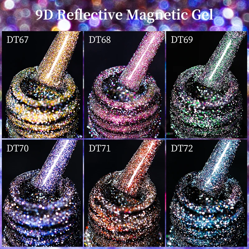 7ml 9D反射グリッターキャットマグネットネイルジェルポリッシュスパークリンググリッターネイル用品ソークオフUVジェルマニキュア