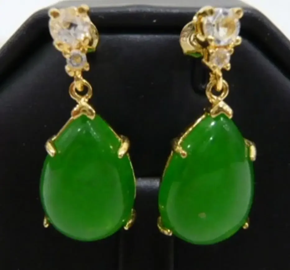 

wholesale latest Jewelry AAA Green Natural jade FINE plated fashion earrings