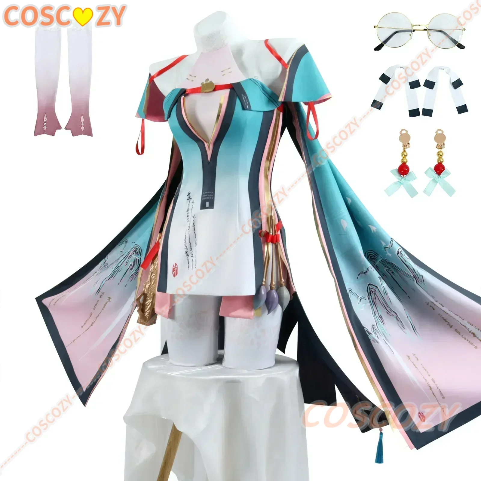 Spiel Wuthering Waves Zhezhi Cosplay Kostüm Kleid Zhezhi Perücke Langes Haar 80 cm Frauen Mädchen Halloween Weihnachten Roleplay Uniform Set