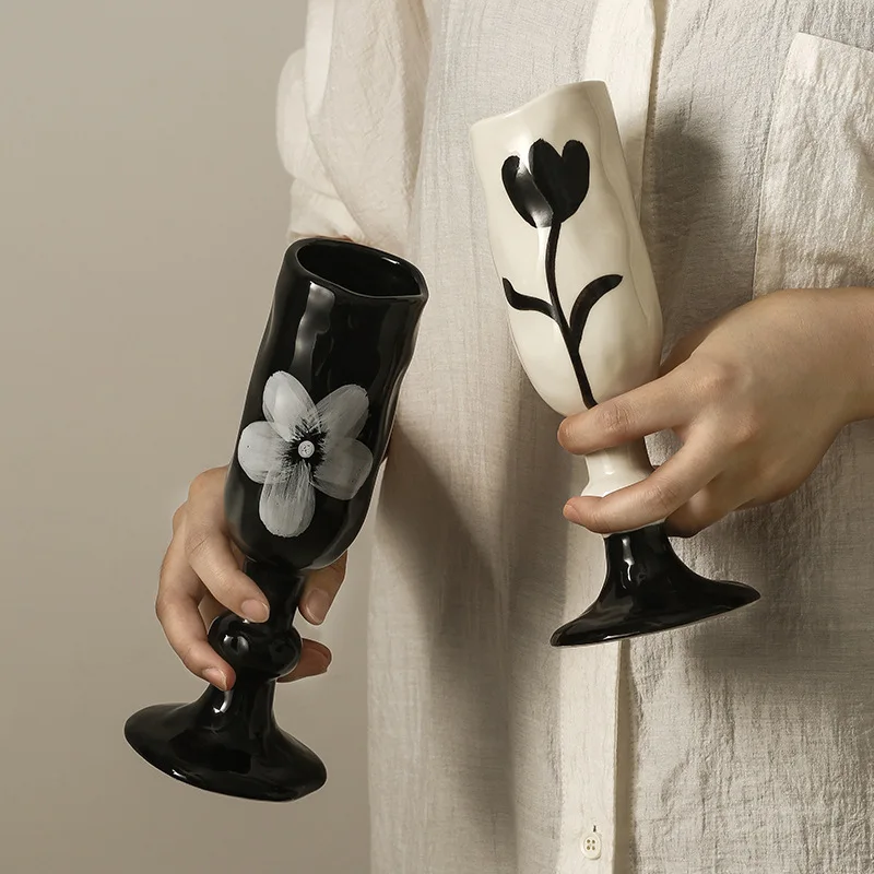 Picture 3: High-value Ceramic High Footed Cup,Restaurant Decoration Candle Holder Home Decor Gift, Creatively Holding High-end Wine Glasses