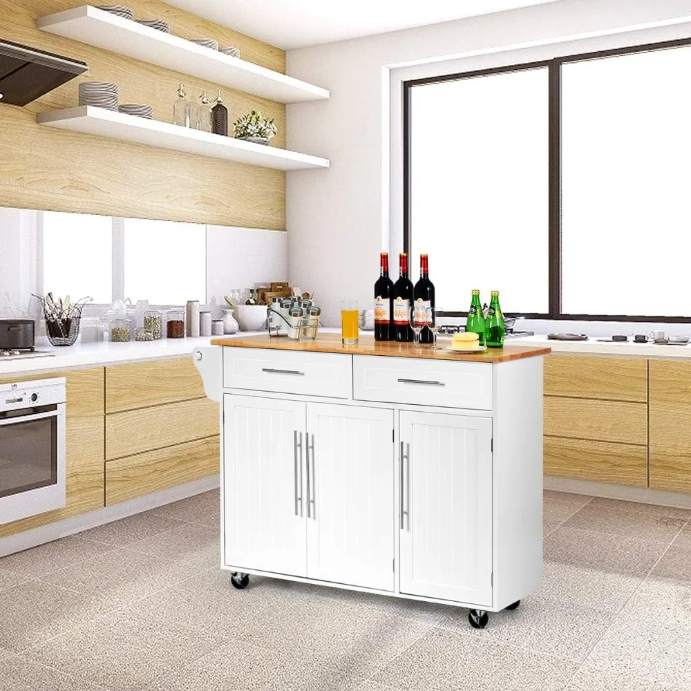 

Kitchen Cabinets Kitchen Island Style Rolling Storage Cart with Lockable Casters and 2 Drawers Kitchen Furniture Home Furniture