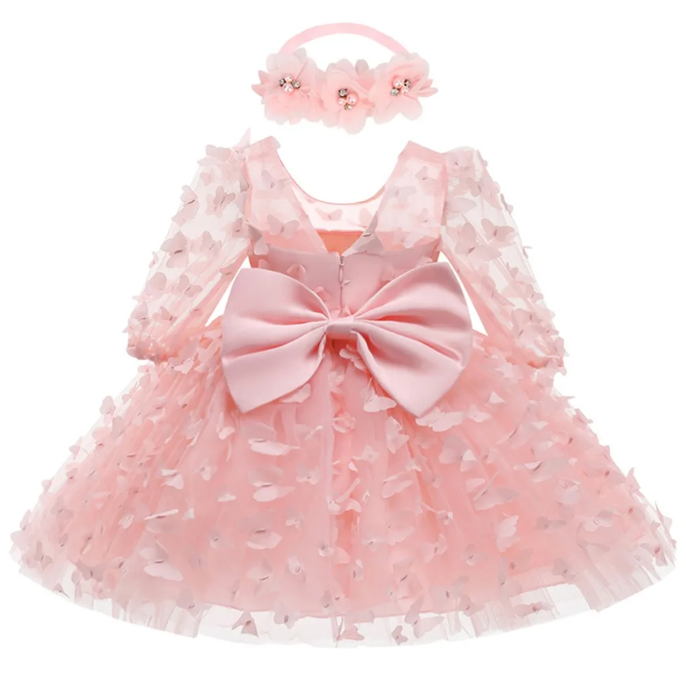New Design Infant and Toddler Girls' Dress - 3D Flower Puffy Tulle Dress with Bowknot for Special Occasions