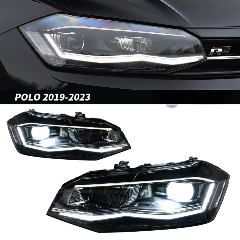 ￼ Suitable for 19-24 Volkswagen Headlight Assembly Polo Modified LED Daytime Running Light Flowing Turn Signal