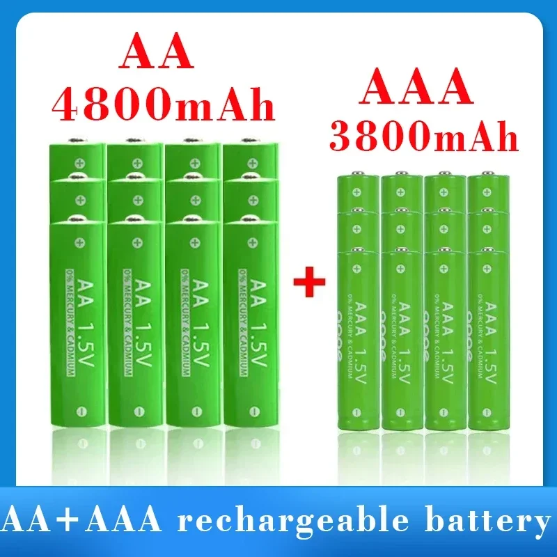 100%brand new AA 1.5V 4800mAh/1.5V AAA 3800mah rechargeable alkaline battery flashlight toy watch MP3 player replacement battery