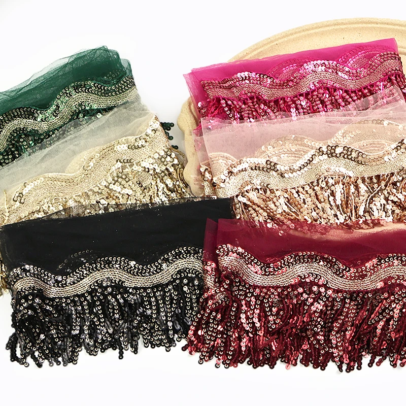 

1-5Yards 8cm Sequin Tassel Fringes for Clothes Wedding Dress Fabric Performance Skirt Lace Trims Ribbon DIY Sewing Accessories