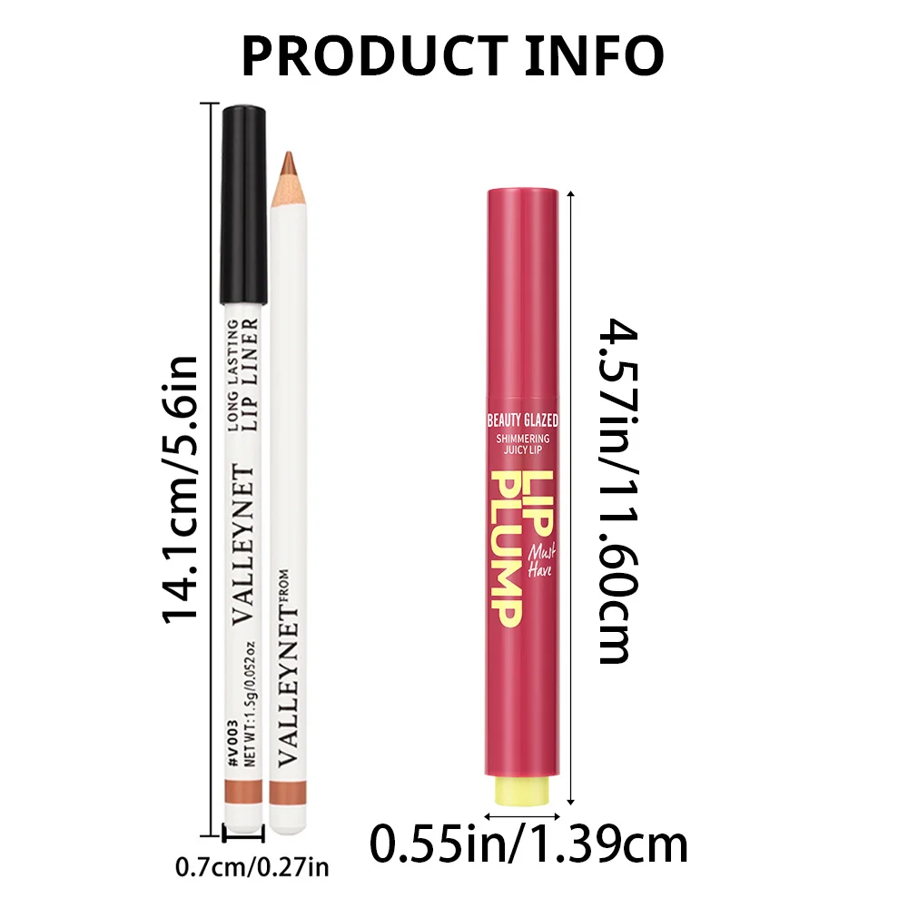 2 Pçs/set Matte Velvet Lip Liner + Batom Hidratante - Conjunto de lábios à prova d'água de longa duração para um visual natural de maquiagem diária