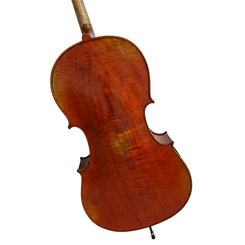 China  Professional Antique Red Brown Cello High Quality Handed Oil Flame Maple Carved Spruce Top String Instrument