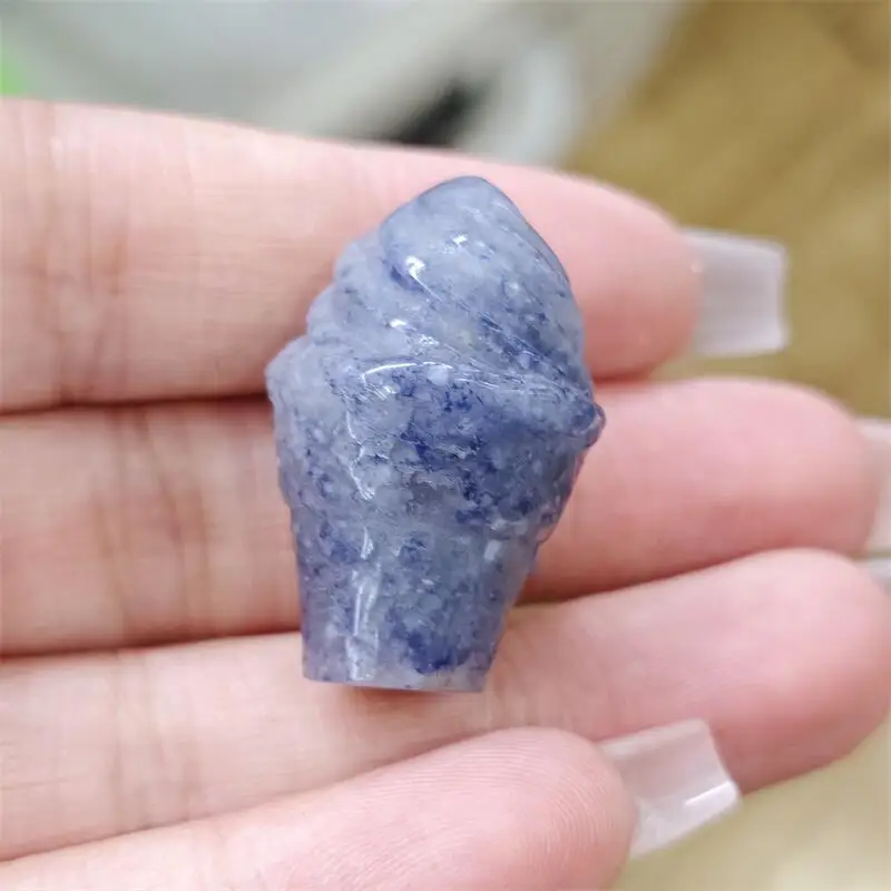Natural Quartz Stone Ice Cream Carving Witchcraft Ornaments Home Decoration Accessories Room Decor Gift 2PCS