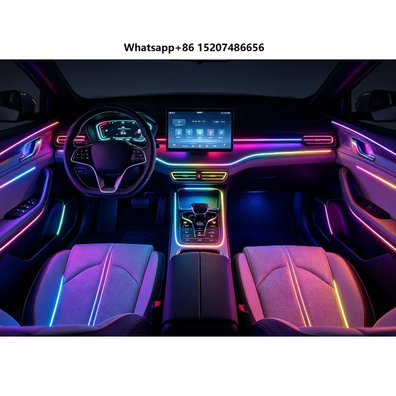 Car Ambient Light  2022-2025 23 Leds Rainbow Kit Control by Screen Car Interior Light Strip RGB Lighting
