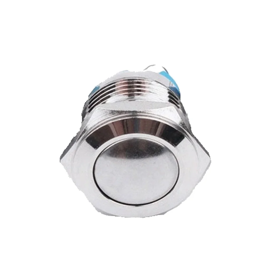 12V Waterproof Momentary Switch High Flat Ball Head Horn Switch Metal Push Button ON/OFF Self-reset Car Accessories