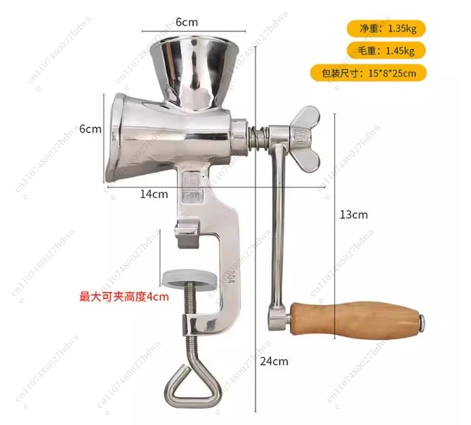 Full Stainless Steel Classical Kitchen Tool Manual Poppy Mill Grain Seeds Mill Hand Operated Nut Grinder And Spice Grinder