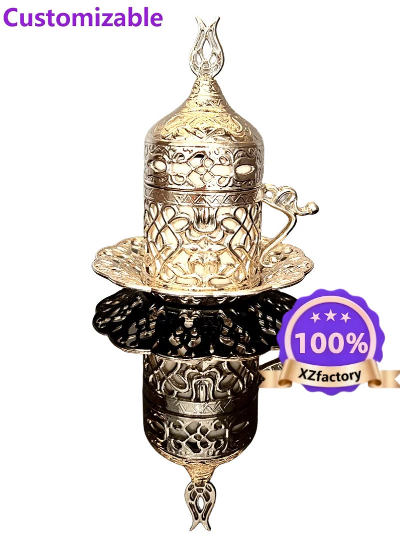 Factory Direct 2026 Top Rated stunning light luxury, Turkish imported tulip silver classic coffee cup, free spoon