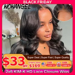 WOWANGEL 2x6 KIM K Closure Deep Parting HD Lace Closure Wigs Ready to Go Glueless Wigs Body Wave Wigs 250% Melt Skins For Women