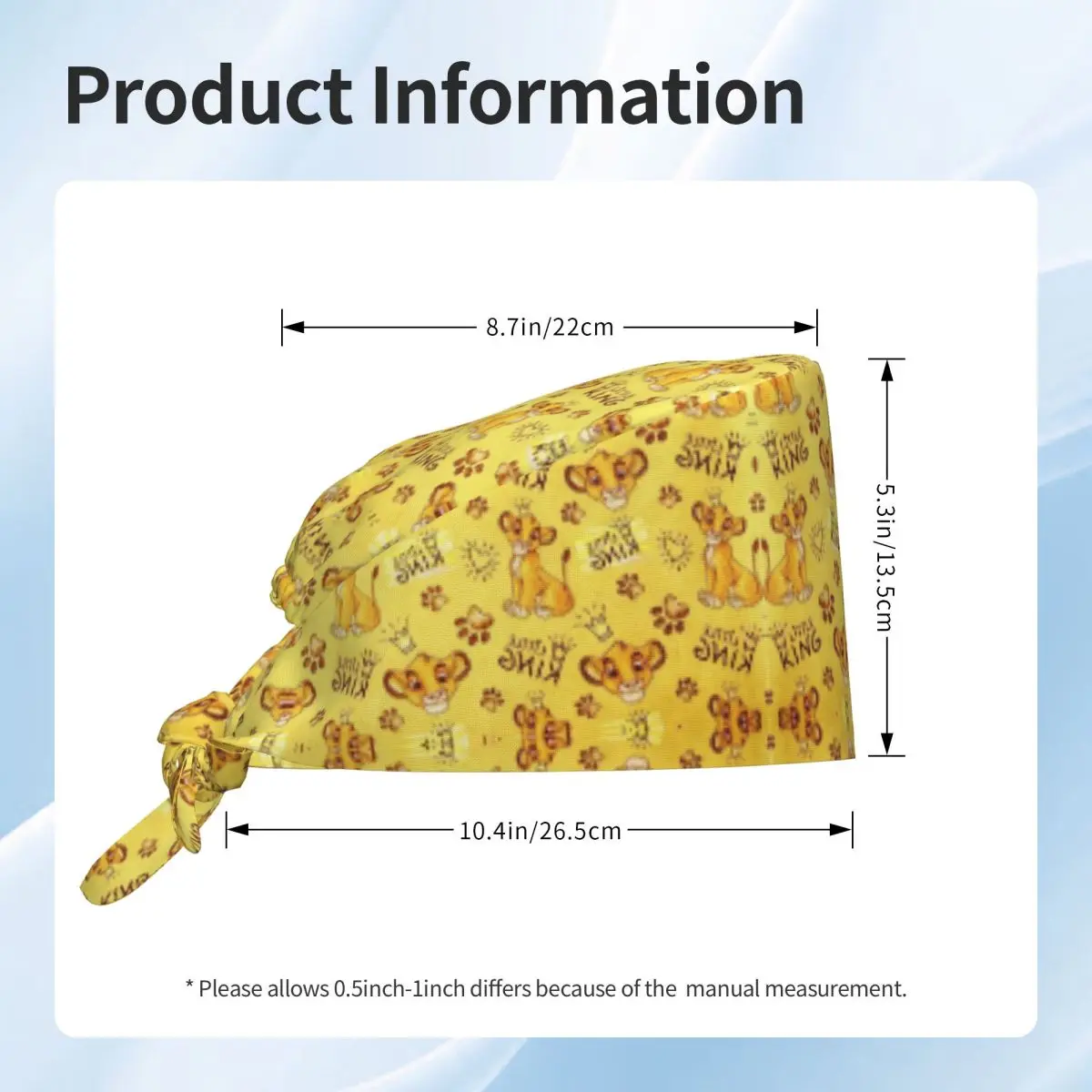 مخصص الأسد الملك Kawaii الكرتون العمل قبعة الرجال الرجعية سيمبا نمط فرك قبعات فرك التمريض طبيب جراح قبعة لطبيب الأسنان