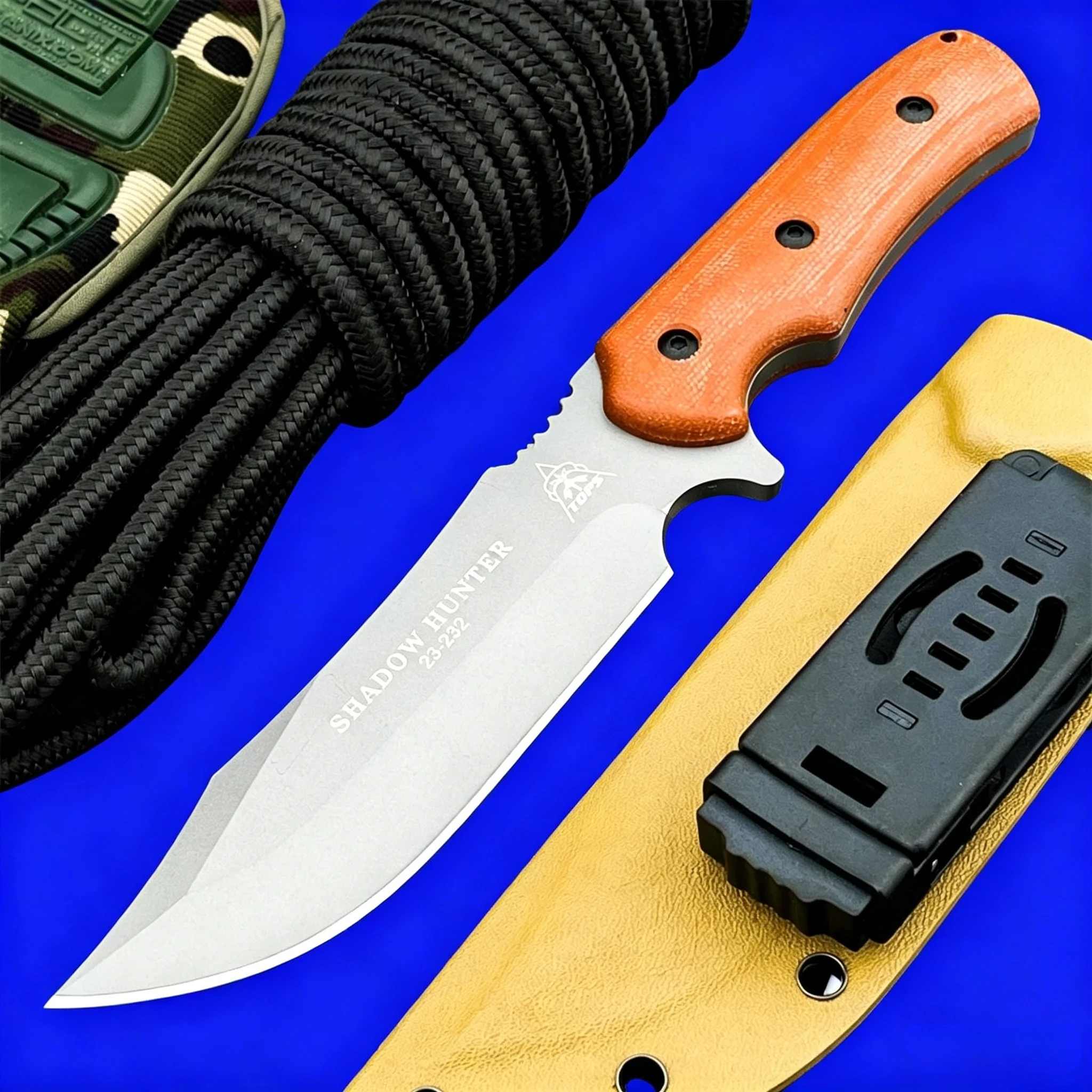 

8Cr13MoV Steel Fixed Blade Knife Micarta Handle Kydex Sheath High Hardness Outdoor Cutting Tool for Camping Adventure