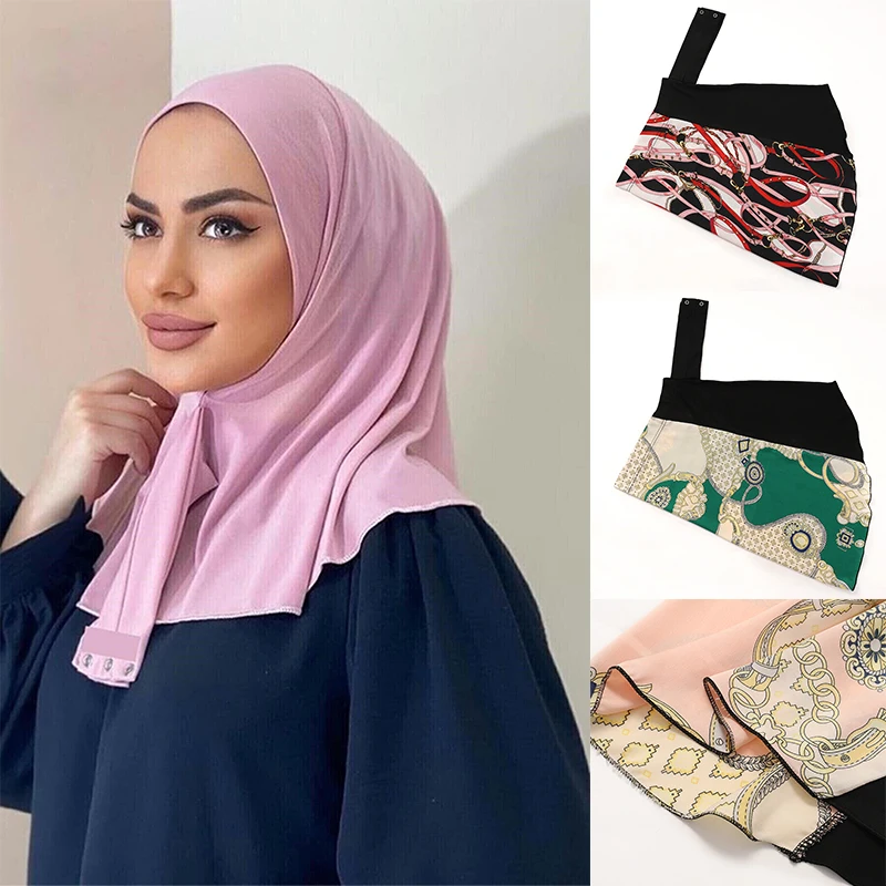 Ramadan Practical Ready Instant Hijab Scarf Shawl Snap Casual Solid Color Fashion Women Muslim Eid Mubarak New Abaya Turban