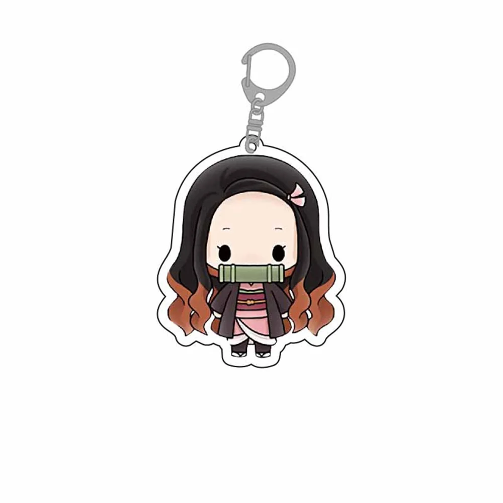 Niedlichen Anime Nezuko Acryl Kawaii Schlüssel bund Anhänger Figuren Key Finder Party Zubehör Fans für Geschenk Spielzeug