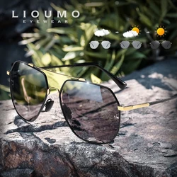 LIOUMO Fashion Oversized Memory Metal Sunglasses Polarized Glasses Men Women Photochromic Driving Goggle UV400 lentes sol hombre