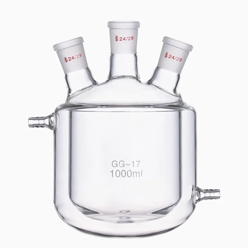 

Double-layer jacketed glass reactor open reactor 250ml/500ml/1000ml/2000ml/3000/5000ml three-hole reaction flask