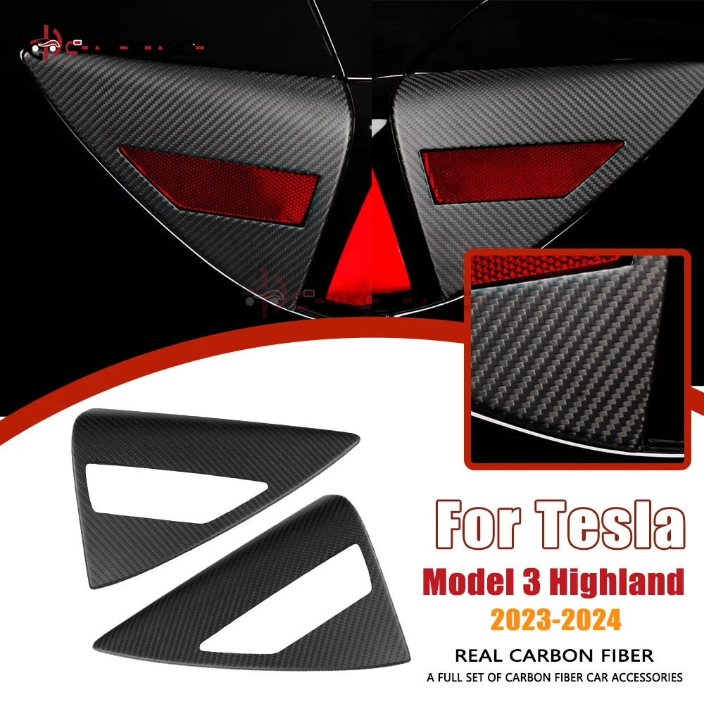 

Настоящее углеродное волокно, автомобильный порт зарядки, крышка, наклейка, отделка, авто внешние аксессуары для Tesla Model 3 Highland 2024 года
