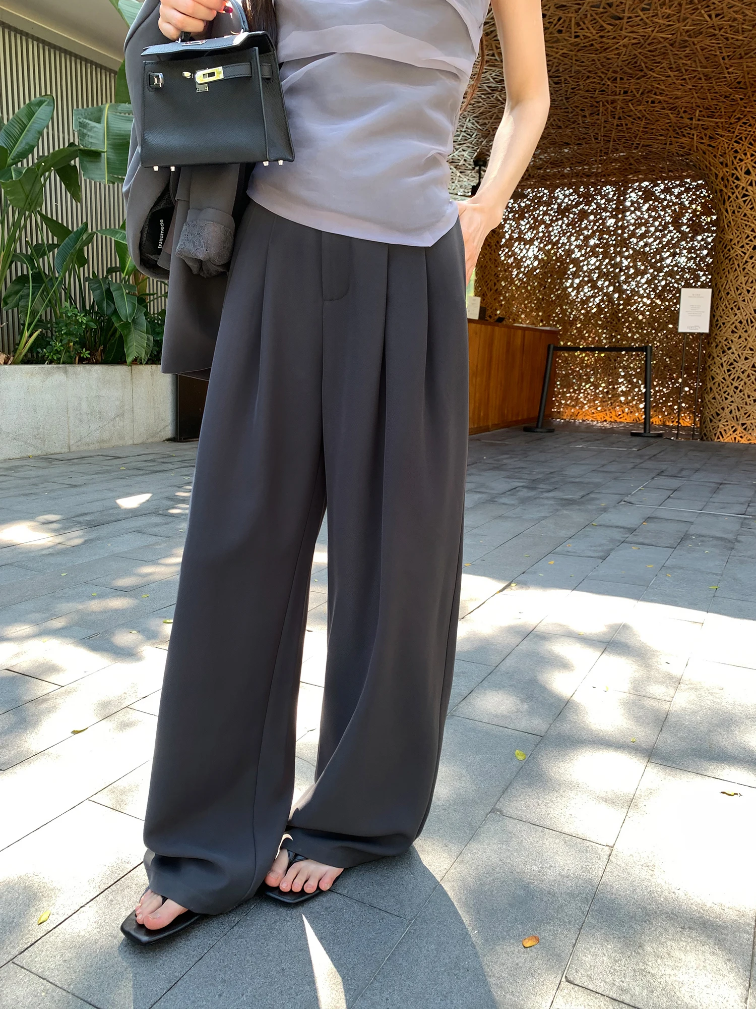 

Брюки женские Pusumede с высокой талией, плиссированные, широкие, повседневные, свободные, удлиненные, с эффектом похудения