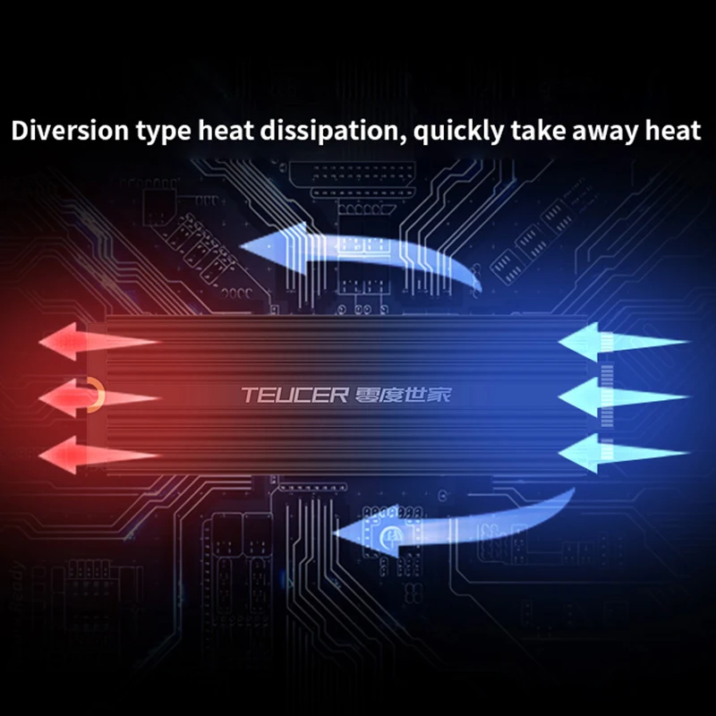TEUCER M.2 SSD NVMe Heat Sink M2 2280 Solid State Hard Disk Aluminum Heatsink Gasket with Silicone Thermal Pad PC Accessories