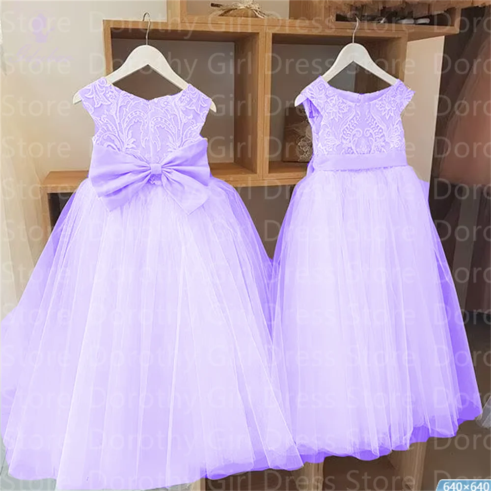 High Quality Lavender Little Girl Holiday Dresses Flower Girl Dresses For Weddings Lace Decoration Tulle Beauty Pageant