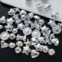20g/100g Black Silver 3D Heart Star Y2K Aesthetic Acrylic Assorted Loose Bead for Bracelet Phone Strap Necklaces Jewelry Making
