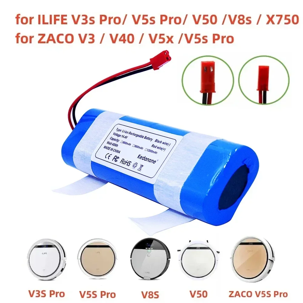 

Replacement Battery for ILIFE V3s Pro, V5s Pro, V8s, X750 Robot Vacuum | 14.8V 12800mAh