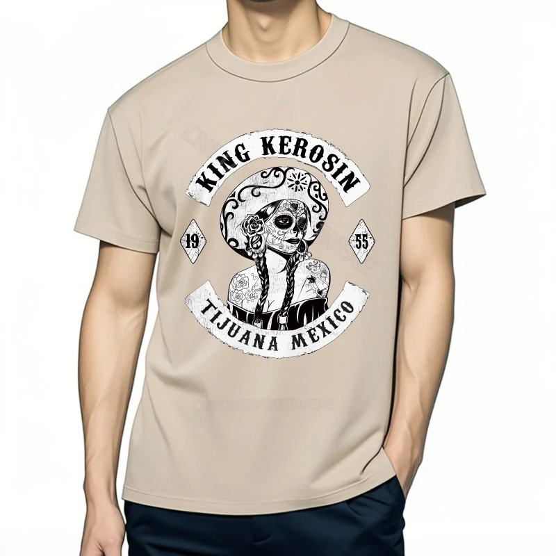 تي شيرت سريع الجفاف كاجوال تي شيرت King Kerosin Tijuana المكسيك ناعم بلون سادة تي شيرت كلاسيكي ناعم أساسي