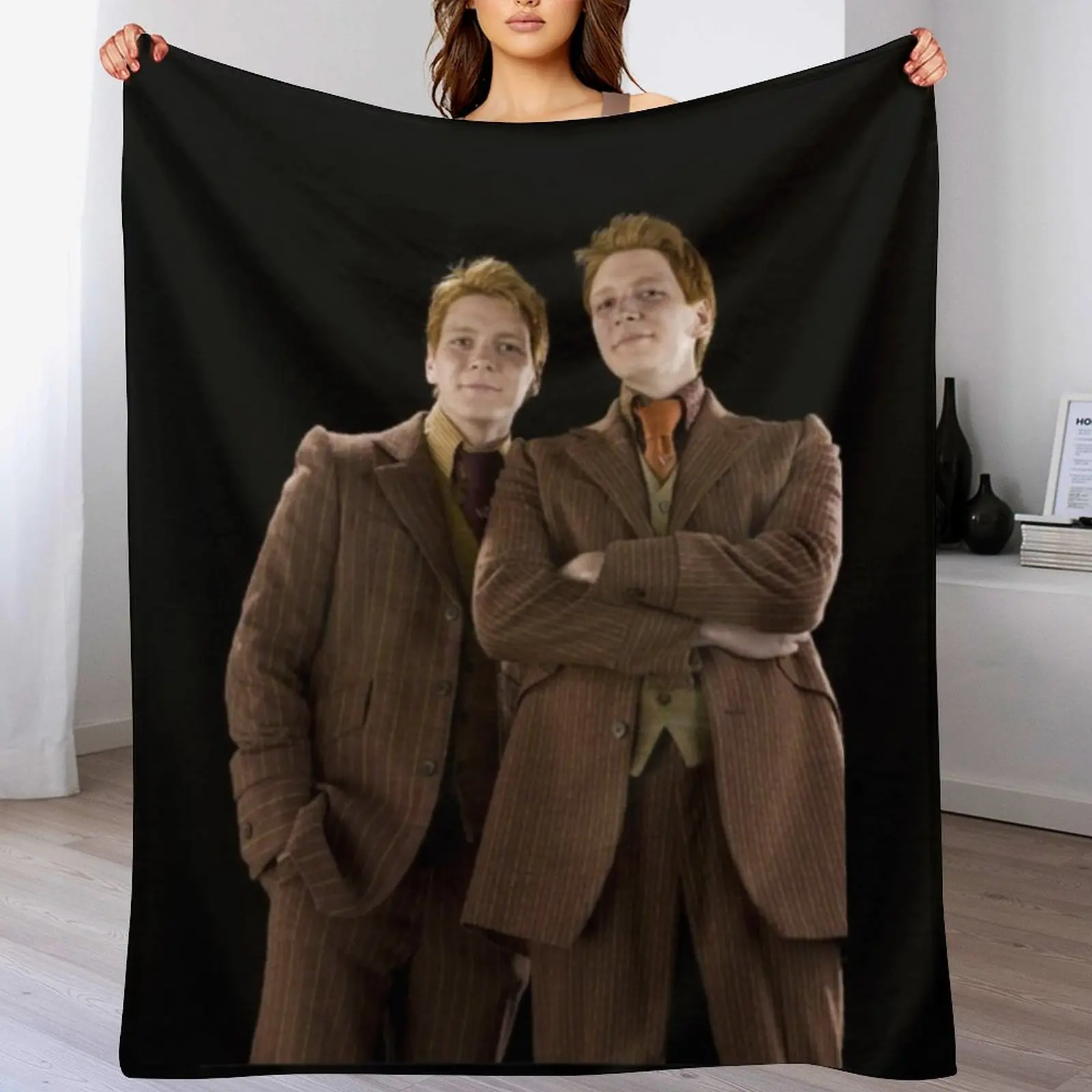 Fred and George Weasley Throw Blanket Sofas Flannel Fabric Blankets