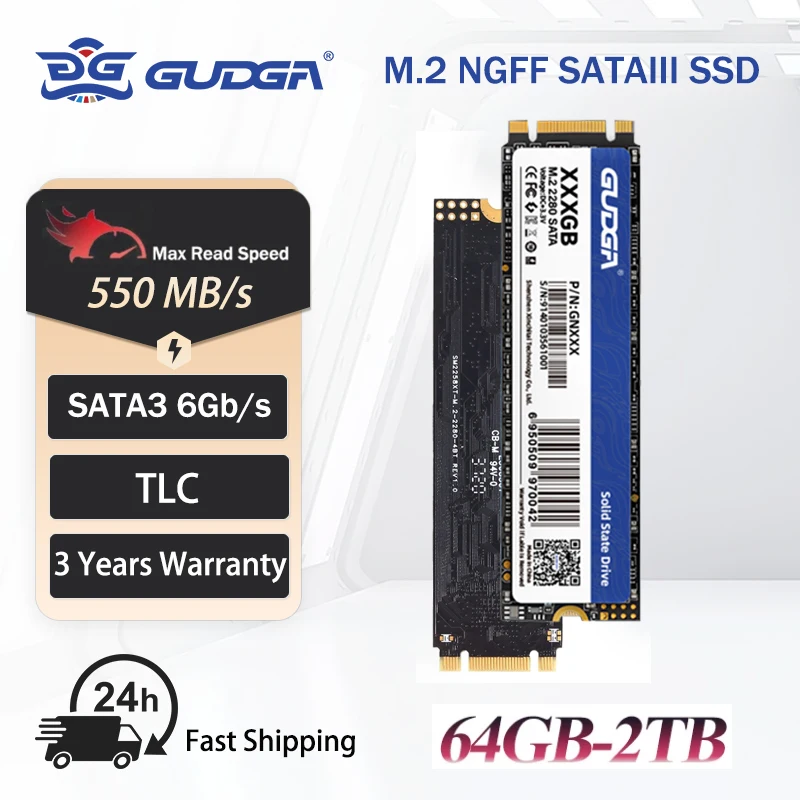 GUDGA M2 NGFF SATAIII SSD M.2 2280 mm 512 Go 1 To 2 To 4 To 128 Go 256 Go Disque dur interne HDD SATA pour ordinateur portable de bureau Disque dur Disque Ordinateur Accessoire de stockage SSD 128 Go 500 Go 240 Go