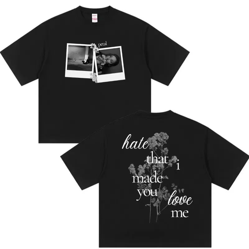 2026 Ariana Grande Petal Hate That I Made You Love Me Photo Floral Print T-shirt Men Women Oversized,  Fan Short Sleeve Top
