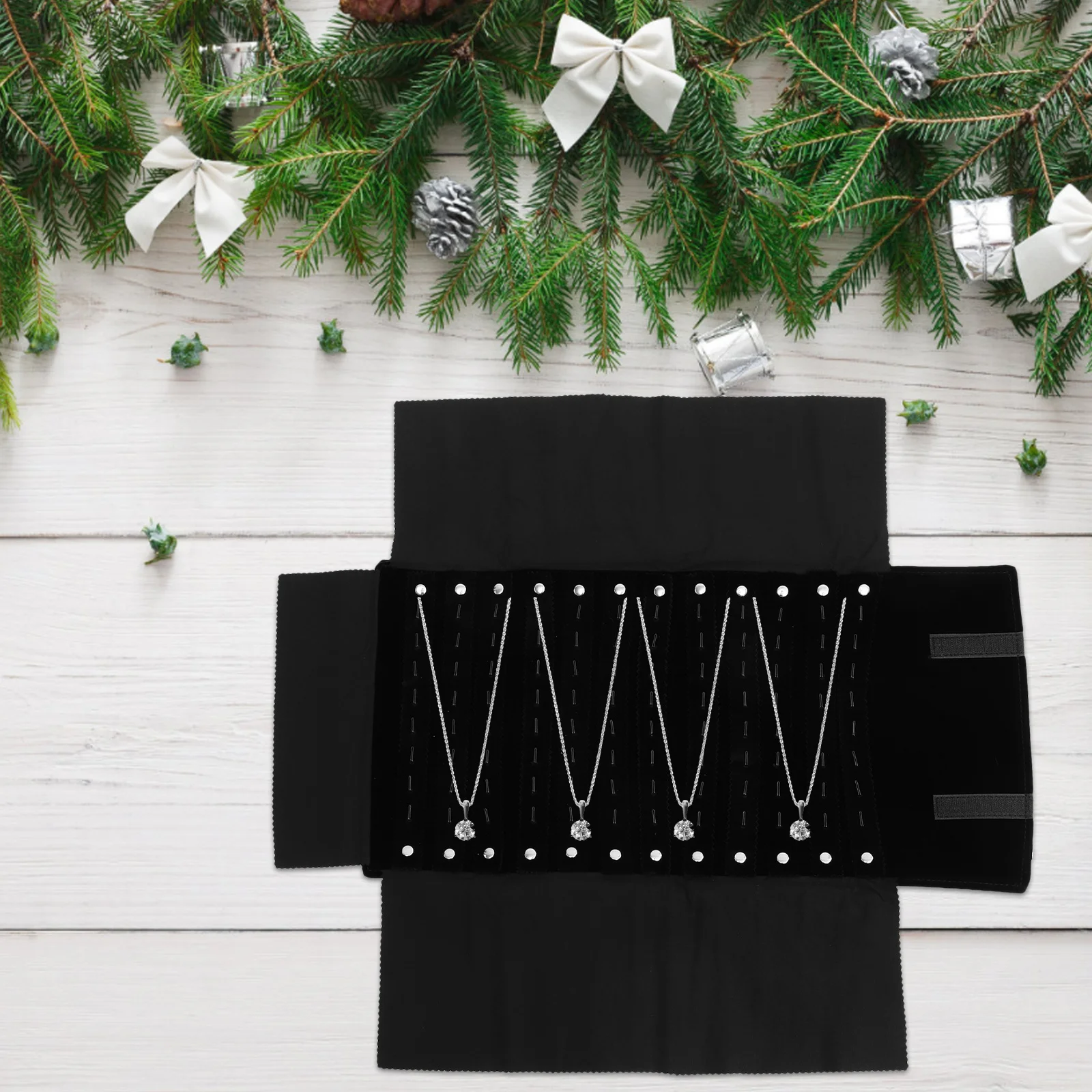 

Jewelry Roll Bag Thickened Lint Material Foldable Travel Organizer for Necklaces Bracelets Storage Portable Jewelry Pouch