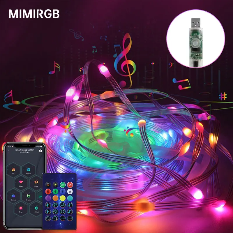 

USB гирлянды Bluetooth светодиодные гирлянды Dreamcolor RGBIC вечерние рождественские огни свадебные украшения гирлянды