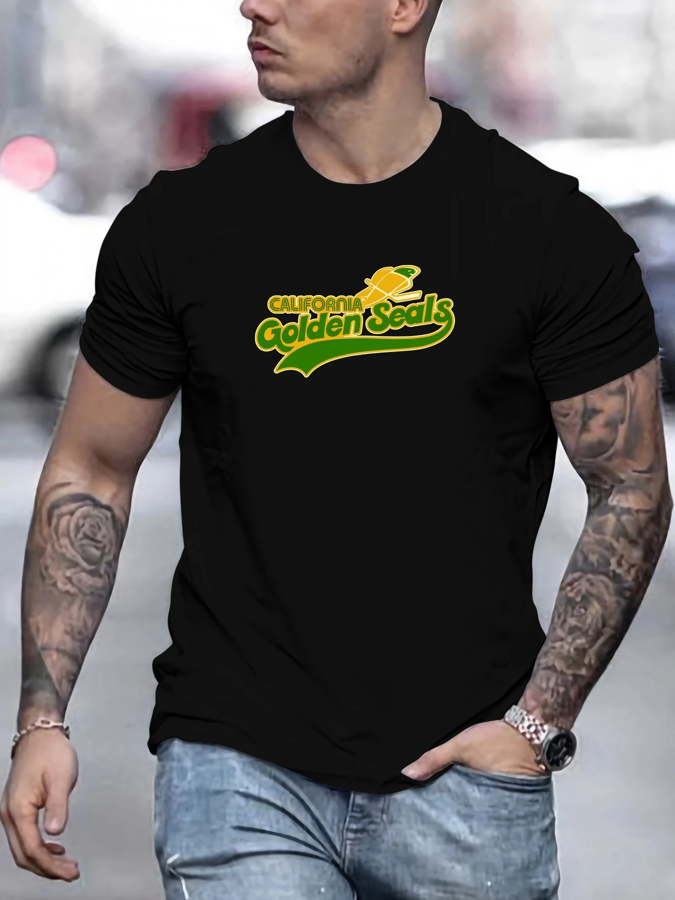 

Men's California Golden Seal Pattern Summer Casual Crew Neck Short T-Shirt