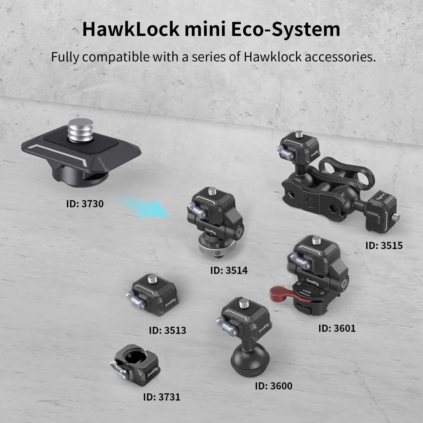 SmallRig Drop-in HawkLock mini Universal QR Baseplate Top/ Base Plate Compatibility for Tripod Cage Head and Other Accessories