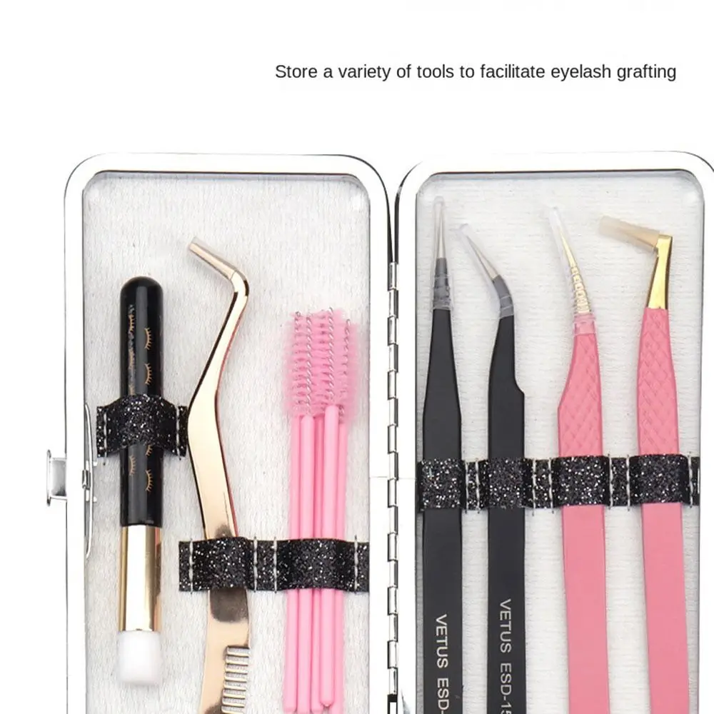 Shiny Eyelash Extension Tweezers Box PVC Professional Seven Slots Tweezers Storage Box 10 Colors Protective