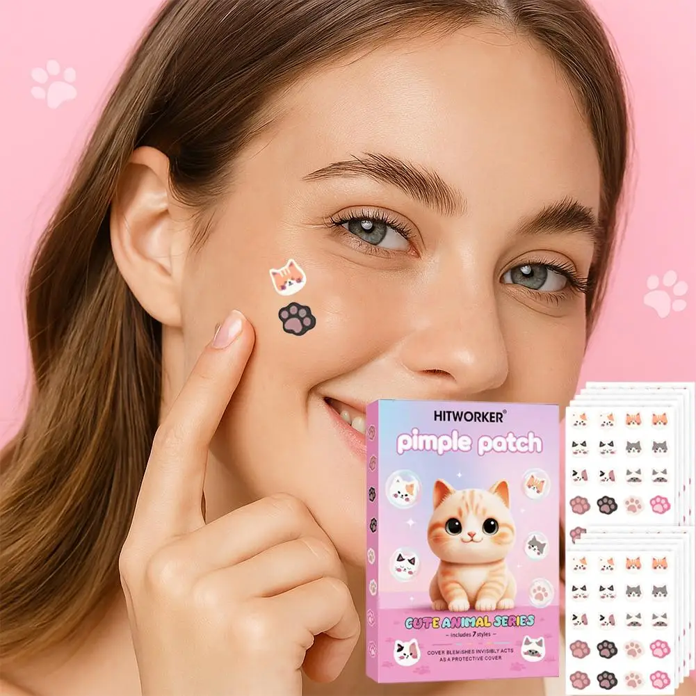 200 pçs dos desenhos animados gato acne remendos cobrir marcas de acne bonito facial acne adesivos ultra-fino e respirável ferramenta de cuidados com a pele