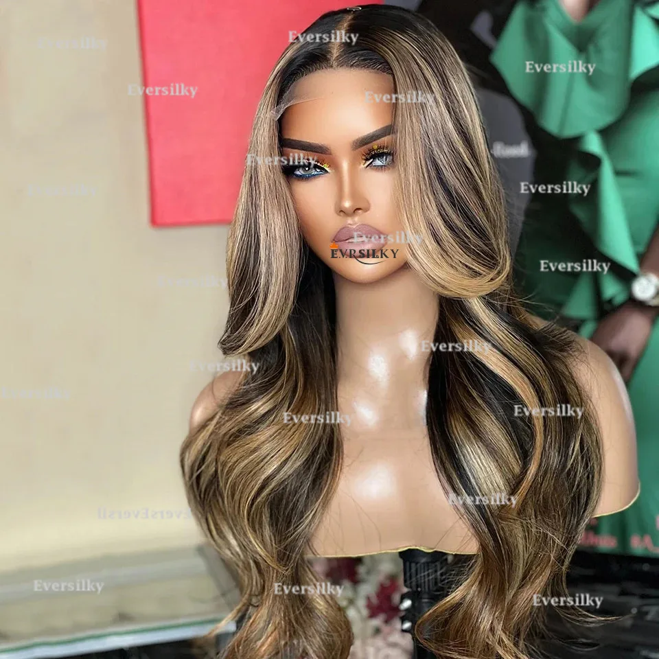 High Light Brown woman's Long Hair wig Glueless wig 100% Human hair Brown Female wig 360 Transparent breathable HD lace wig