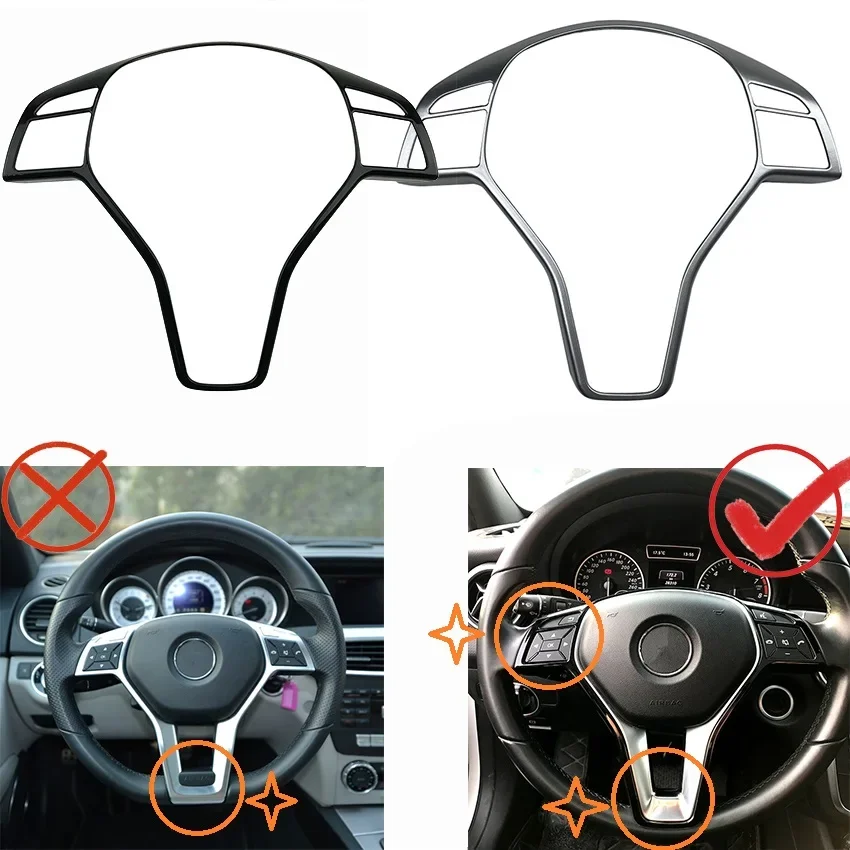 Ruili51 1 Steering Wheel Frame Trim Cover ABS for Mercedes Benz A B C E Cla Cls Gla Glk Class W176 W246 W204 W207 car products