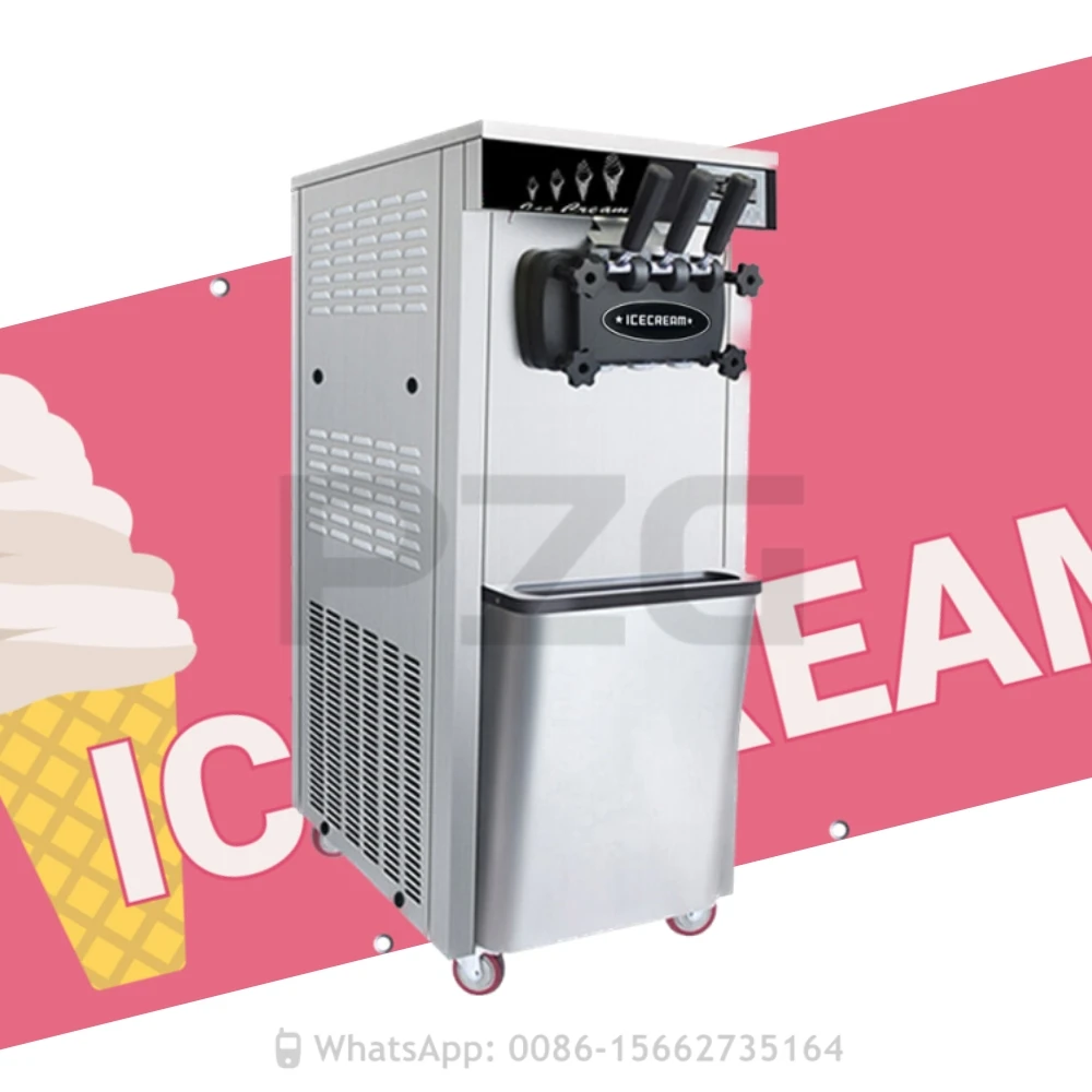 

18~22L/H Soft Ice Cream Making Machine With Mixer Floor Standing 3 Flavors Fruit Flavor Soft Serve Machine