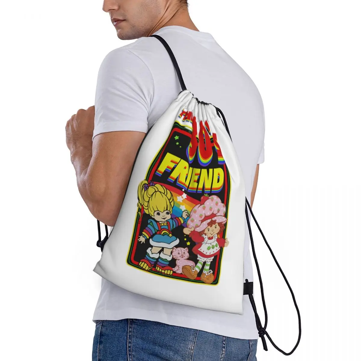 Rainbow Brite - The 80s Friend For Christmas Backpacks Casual Drawstring Bags Storage Bag Book Bags for Travel Students