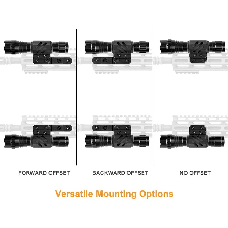 Supporto ad anello per torcia tattica Offset per sistema di guida Mlok-2 inserti di montaggio inclusi per luce da 27mm 25.4mm 20mm di diametro