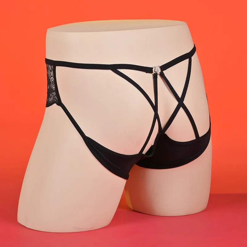 الدانتيل انظر من خلال سيسي الحقيبة سراويل مثير الجوف عودة الملابس الداخلية ملخصات مثلي الجنس الذكور رصاصة فصل الملابس الداخلية JK خادمة رجل الكلسون #4