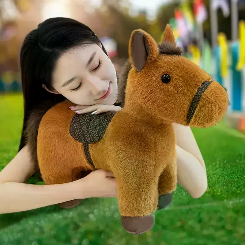 Schattig Chinees dierenriem pluche paard speelgoed, cartoon pony pop, bank decor kussen, nieuwjaar festivals mascotte cadeau