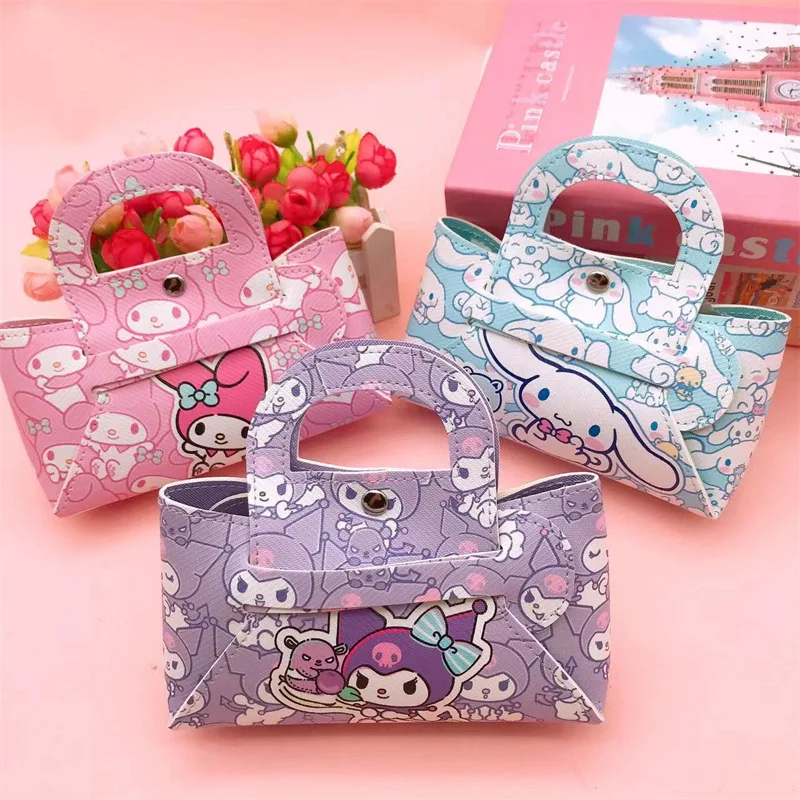 Sanrio Hello Kitty กระเป๋าถือน่ารักการ์ตูนอะนิเมะ Kuromi เหรียญกระเป๋าเครื่องสําอางกระเป๋าหูฟังกระเป๋าประณีตวันหยุดของขวัญ