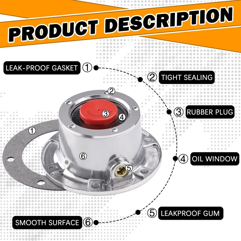 343-4024 Tapas de buje de remolque para Stemco, tapacubos de aluminio para eje de remolque con 4 tapones y juntas de goma adicionales (paquete de 2)