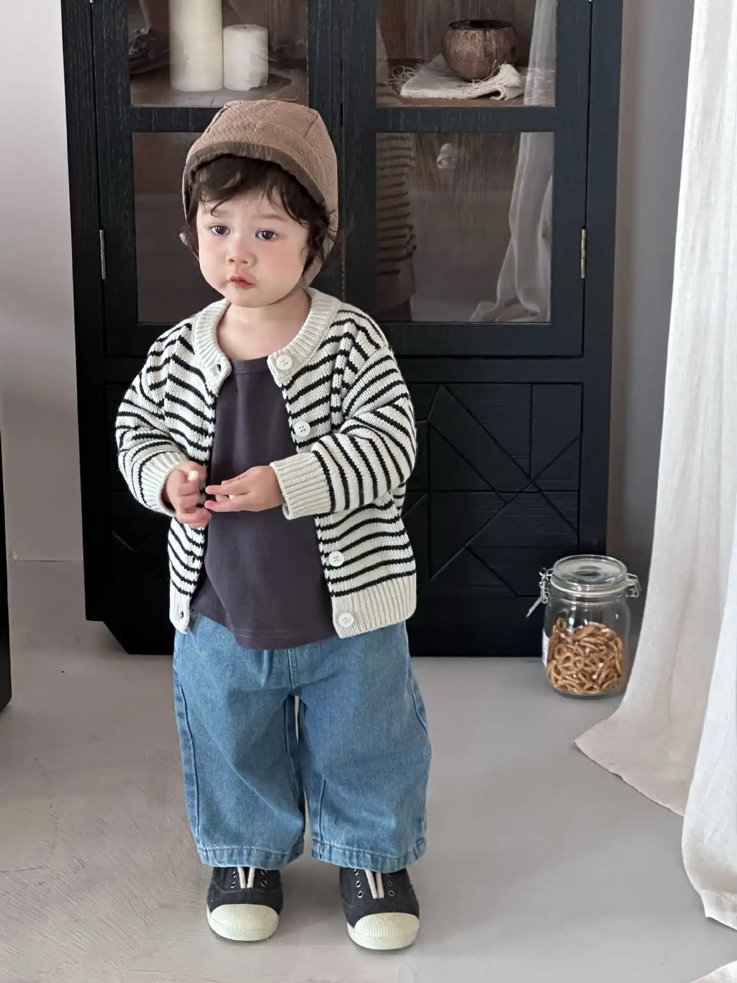 Boys Girls Striped Sweater Coat Cotton Baby Casual Jacket Infant Clothes 2025 Autumn New Children Long Sleeve Knit Cardigan